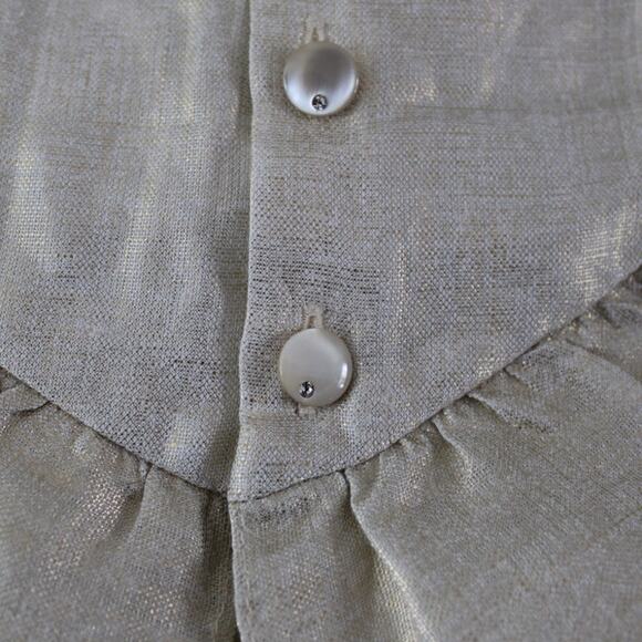 NWT Bonpoint Linen Gold Sleeveless Ruffle Dress Lined Girls Size 12 - Picture 5 of 8